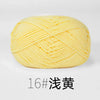 A ball of bright yellow 16# cotton knitting yarn for crafts.