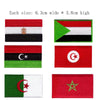 Four embroidery patches of the Dominican Republic flag design in various colors and styles