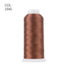 A roll of brown polyester embroidery thread labeled COL 1945.