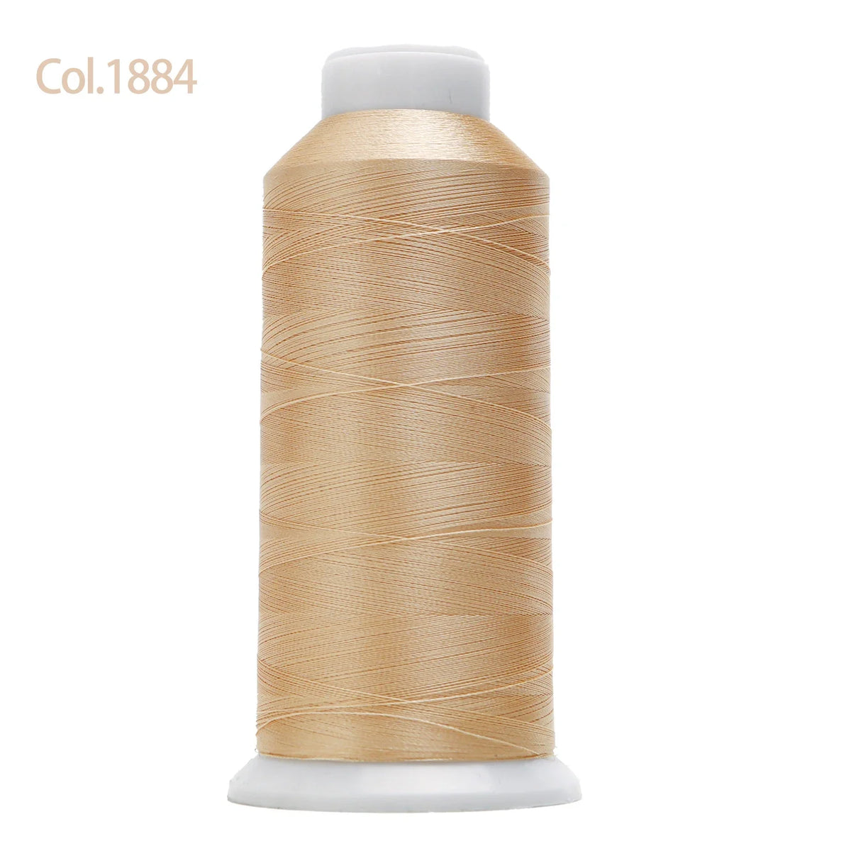 Spool of gold colored high tenacity machine embroidery thread