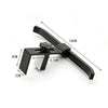 A black adjustable aluminum alloy desk hook with dual clips shown from the side.