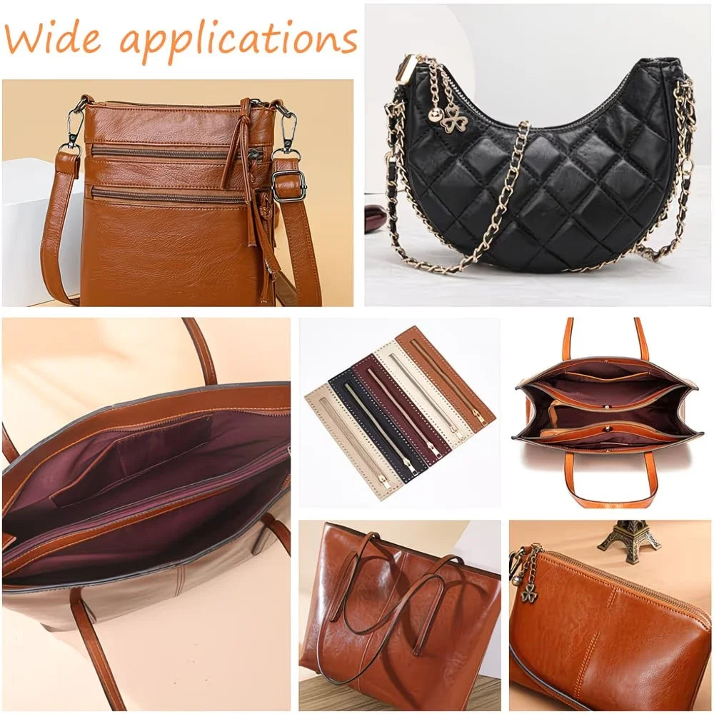 A collection of various brown and black PU leather bags, including a quilted shoulder bag, a flap bag, and a slouchy tote.