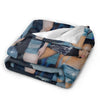 A cozy fleece throw blanket featuring a collage of K-Pop inspired images and textures.