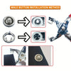 Installation method for a male button using a metal sewing button and snap fastener set.