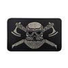 Black embroidered Valknut Viking patch featuring a bearded face with horns and hook and loop backing