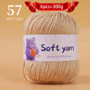 A ball of 57 soft yarn strands, labeled as 6 pieces equal to 300g, for handmade knitting thread.