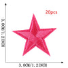 Twenty five-pointed pink embroidery star patches shown against a white background.