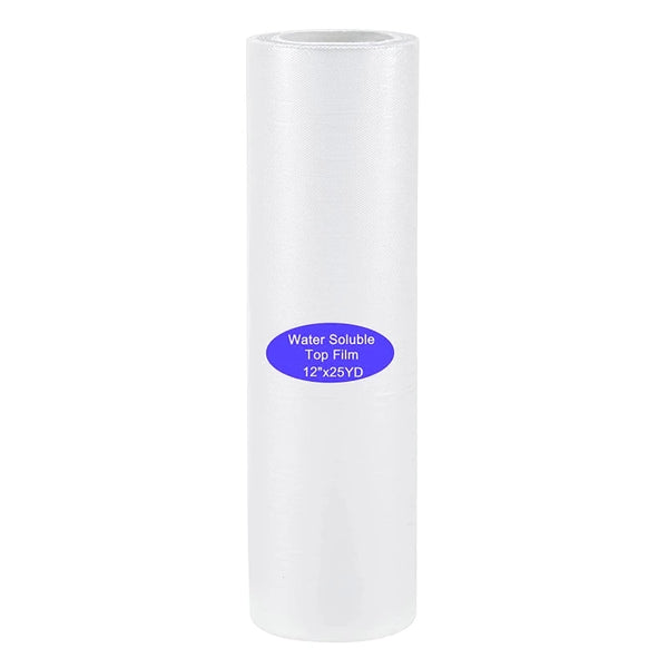 A roll of white water soluble top film for embroidery stabilizer