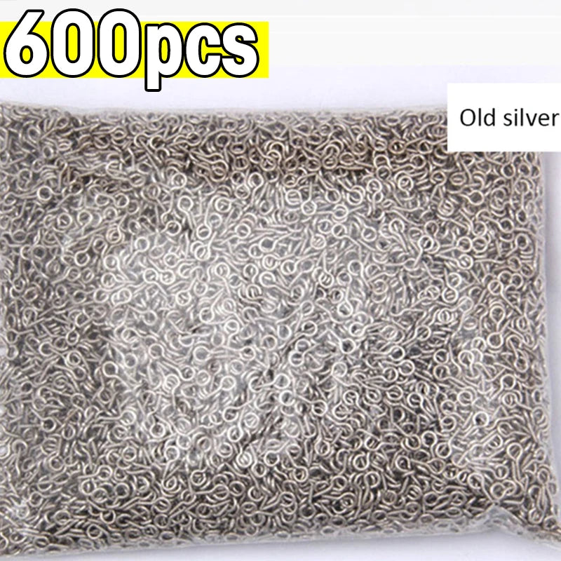 600 pieces of old silver stainless steel eye screw pins for jewelry making