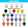 A grid of various colored resin buttons including black, white, red, yellow, and various shades of grey and pink.