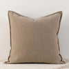 A solid beige chenille throw pillow cover with a subtle vertical texture.