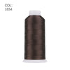A roll of dark brown polyester embroidery thread labeled COL: 1654.