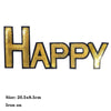 Gold sequin embroidered happy lettering iron-on patches for custom clothing