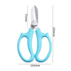 A pair of light blue precision shears with comfort grips shown against a white background.