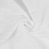 White sheer voile curtain panel draped softly, showing light filtering fabric texture.