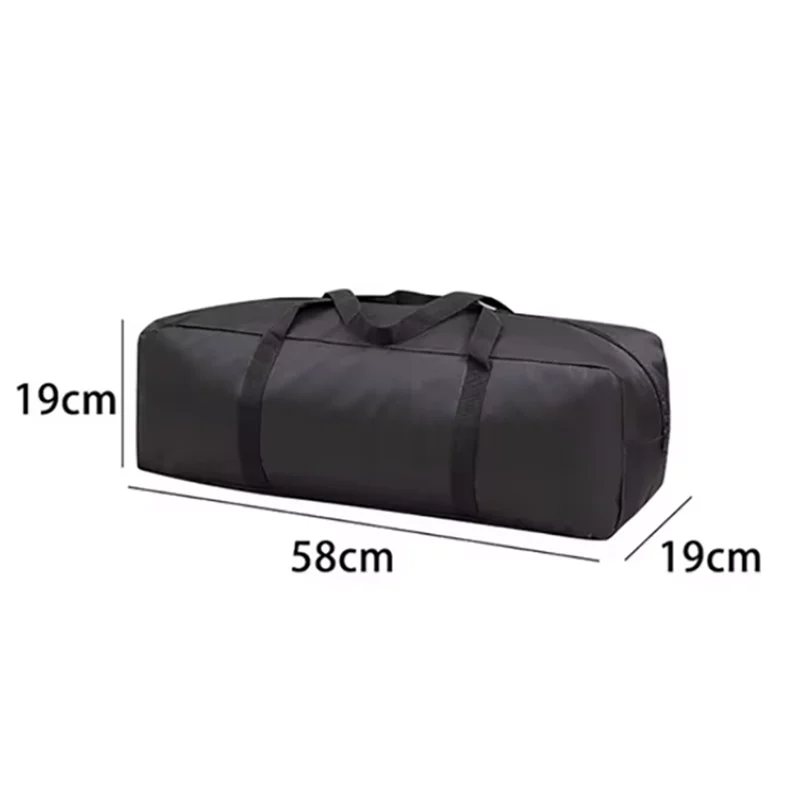 Black durable Oxford cloth storage bag shown with dimensions 58cm long and 19cm high.