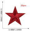 A single red five-pointed star embroidery patch is shown against a measurement scale.