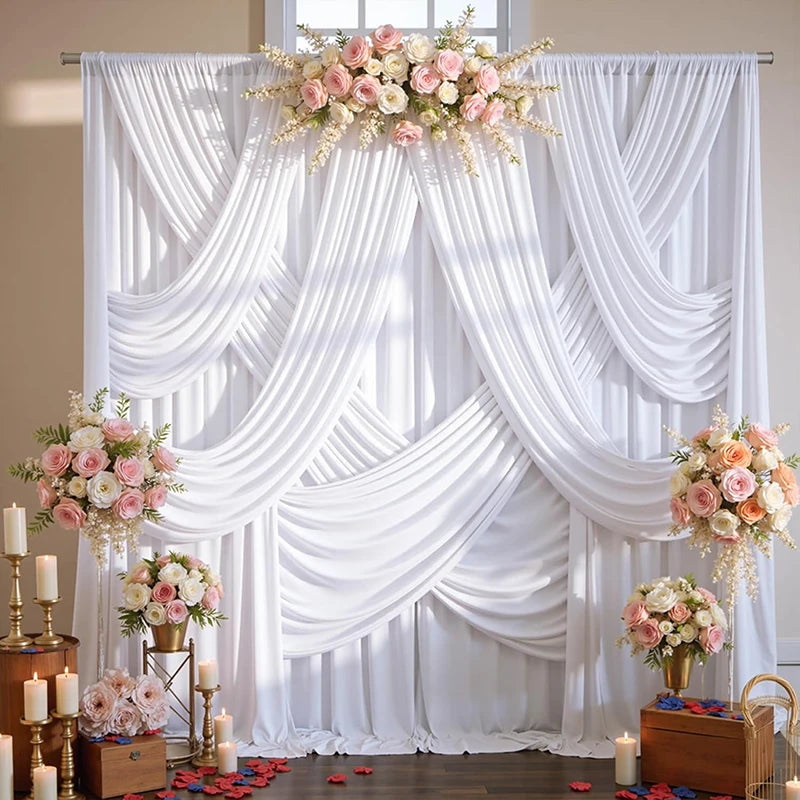 Burgundy Velvet-Look Polyester Backdrop Curtain