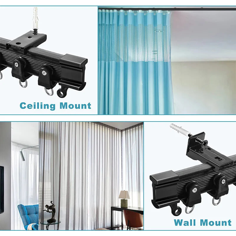 Image showing a ceiling mount and a wall mount for a flexible bendable curtain track.