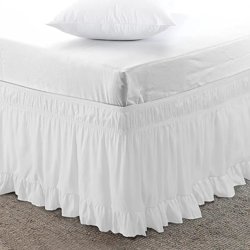 White ruffled bed skirt for queen and king beds