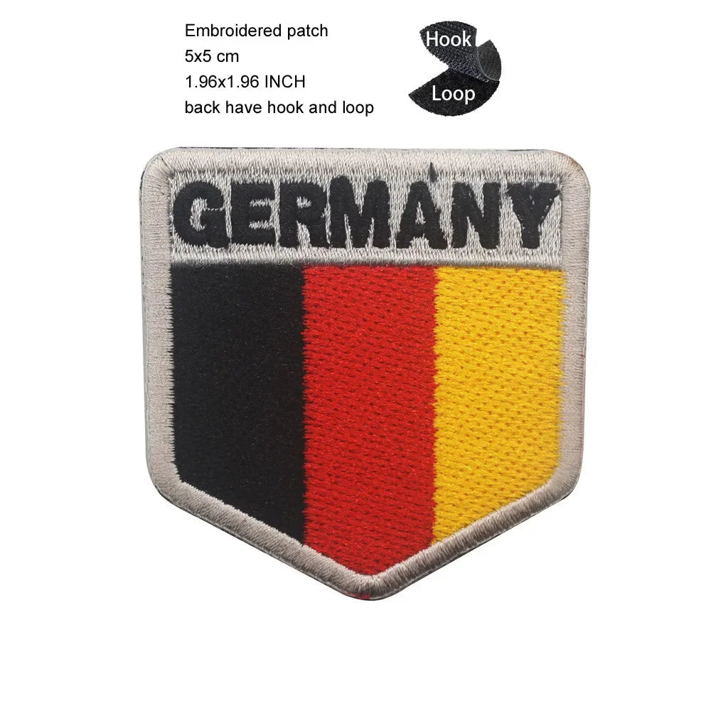 Embroidered patch featuring the German flag design in black, red, and gold colors.