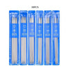 A set of stainless steel double-pointed knitting needles in various sizes, packaged in blue plastic.