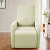 A light beige milk silk stretch sofa cover set for accent chairs displayed in a bright room.