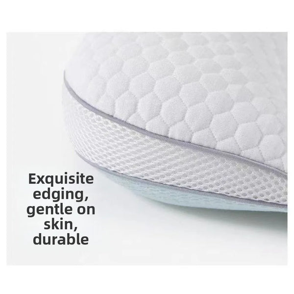 Close-up of a white quilted pillow with soft edging, highlighting its exquisite and durable features.