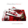 A set of romantic red rose floral bedding, including two pillowcases and one duvet cover.