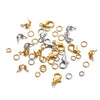 A collection of gold and silver lobster clasp findings for jewelry making.