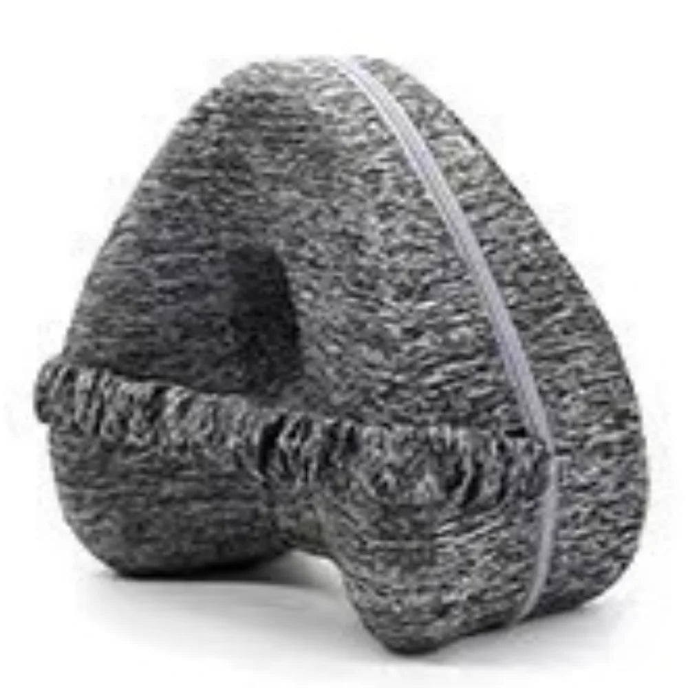 Gray memory foam heart-shaped pillow designed for side sleepers and pregnancy support