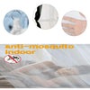 Close-up view of a white lace dome mosquito net canopy for indoor bed protection