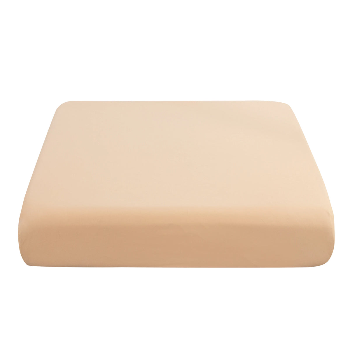 A square, beige elastic sofa cushion slipcover.