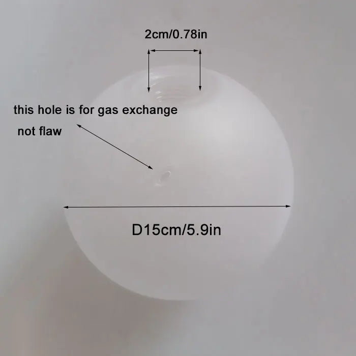 A white frosted threaded dome lampshade with a hole for gas exchange and a diameter of 15cm.