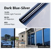 Dark Blue-Silver one-way privacy window film showing indoor and outdoor effects