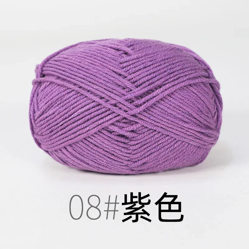 Purple organic cotton 4ply knitting yarn skein