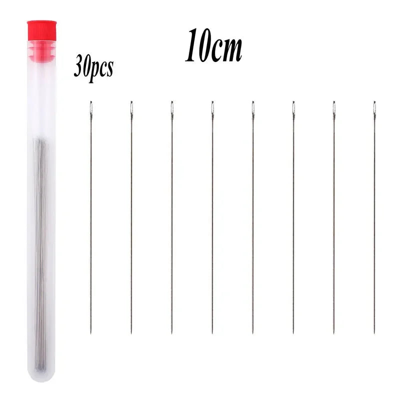 A set of 30 precision stainless steel beading needles packaged in a clear tube.