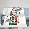 A throw blanket featuring a graphic design of Cristiano Ronaldo in a white and red kit.