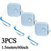 Three light blue retractable measurement tapes, each 1.5 meters long.