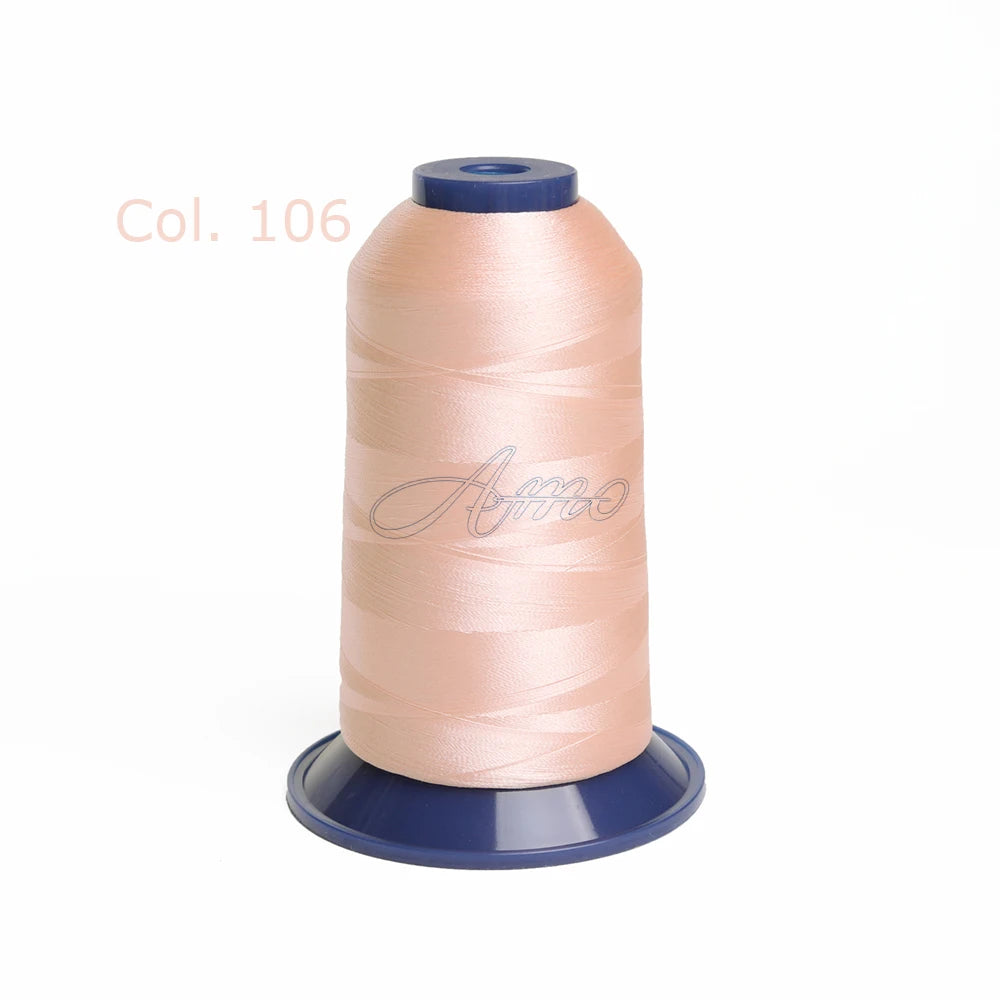A spool of light pink high tenacity polyester embroidery thread labeled Col. 106.