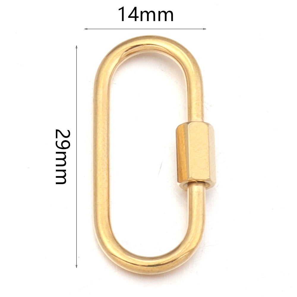 Gold stainless steel heart-shaped screw lock carabiner clasp for jewelry making