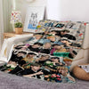 A fleece throw blanket featuring a collage of Stray Kids Kpop members in various poses and outfits.