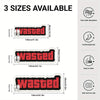 Three sizes of red letter-printed non-slip absorbent floor mats are shown with dimensions and features.