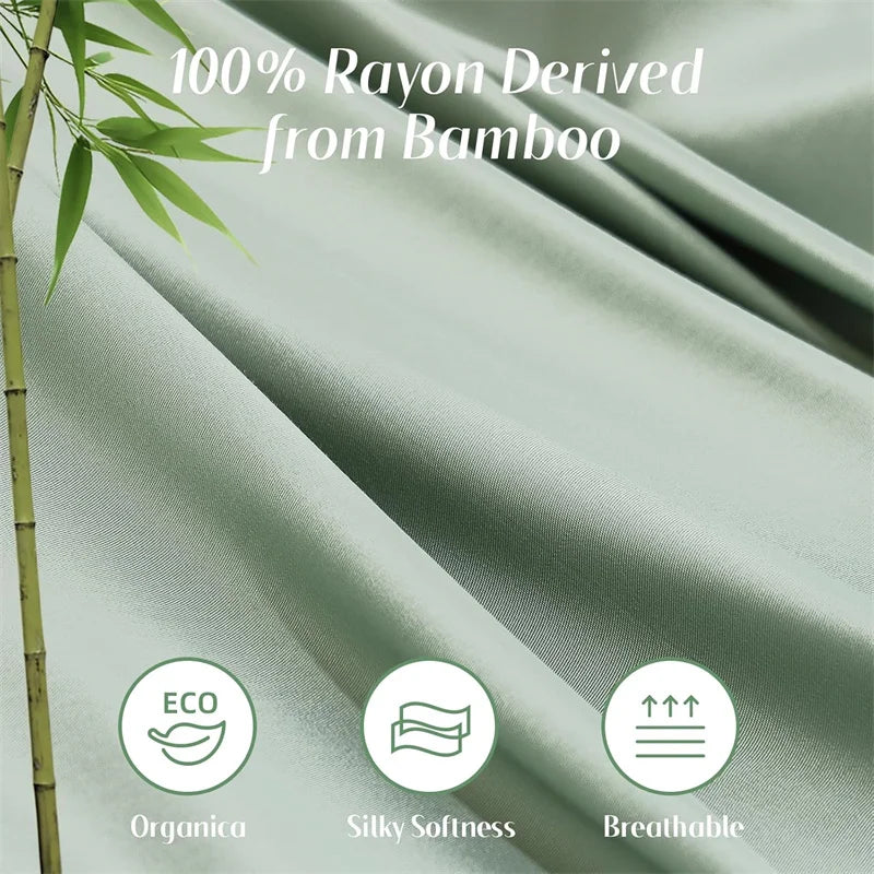Close-up of a smooth, light green rayon derived from bamboo fabric draped in soft folds.