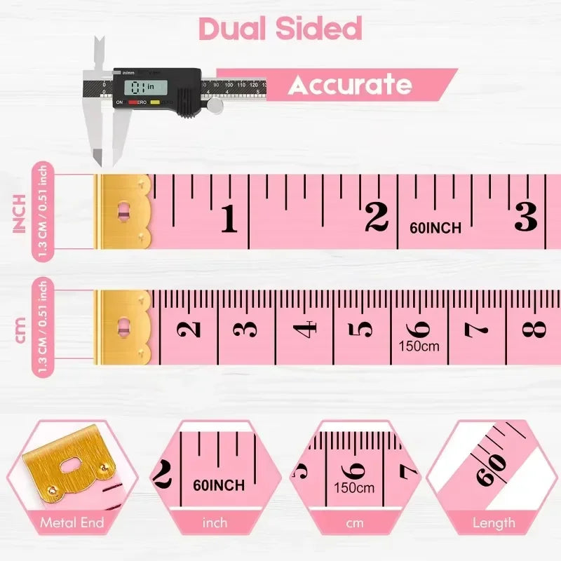 Dual sided accurate fiberglass body measuring tape showing inch and centimeter measurements