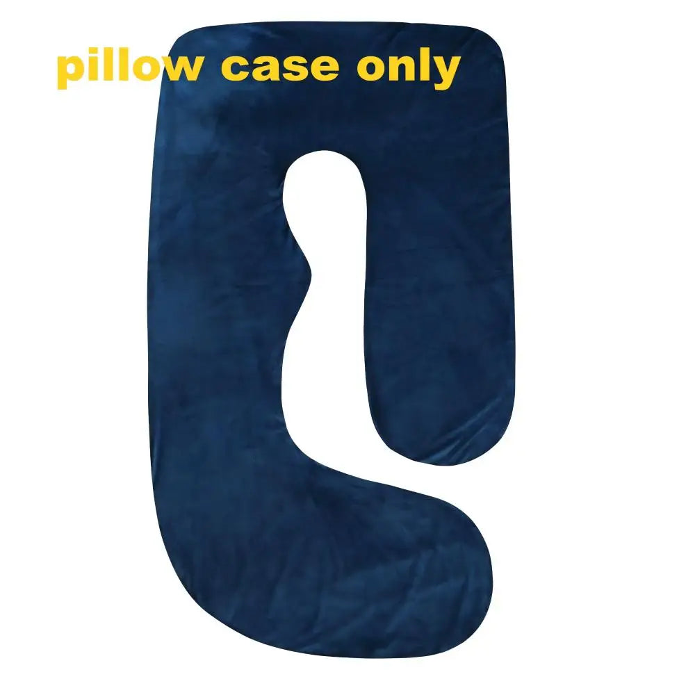 Navy blue ergonomic J-shaped maternity pillow case only