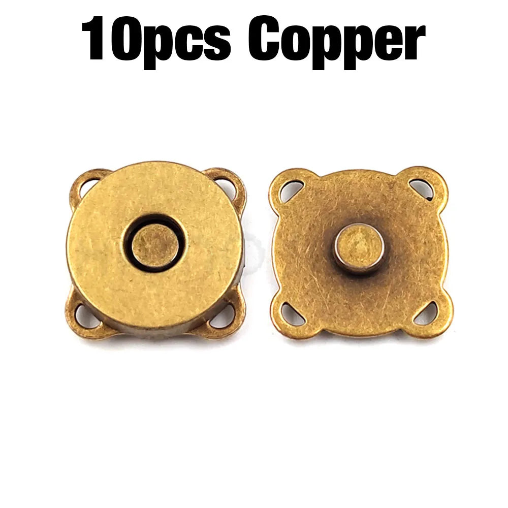 Ten copper metal magnetic snap buttons for sewing