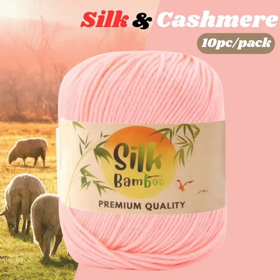 Pink silk and cashmere yarn in 10 packs of bamboo blend thread for knitting and crochet