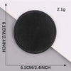 A round black embroidered leather patch with a self-adhesive backing, measuring 6.1cm by 2.4inch.