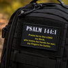 Black combat patch badge embroidered with Psalm 144:1